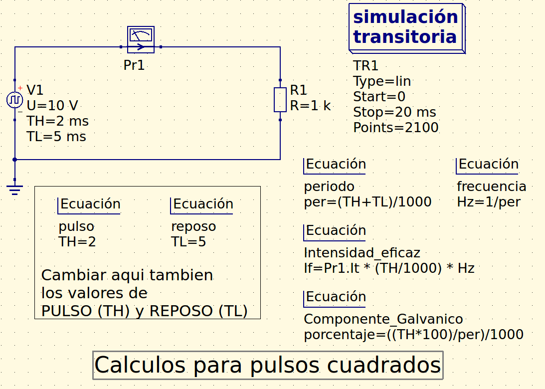 Esquema de pulsos y sy componente galvánico