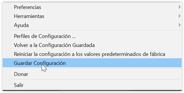 Guardar configuración de NVDA